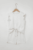 White Bow Jacquard Ruffle Sleeve Short 2pcs Outfit