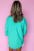 Mint Green Solid Color Half Sleeve Buttons Henley Top