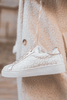 White Leopard Print Glitter Patched PU Leather Lace-up Shoes