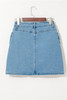 Dusk Blue Acid Wash Bowknot Details High Waist Denim Skirt