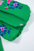Green Floral Detail Tie Split Neck Short Sleeve Blouse Green Floral Detail Tie Split Neck Short Sleeve Blouse