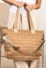 Camel Quiled Patchwork Large Tote Bag and Clutch 2pcs Set