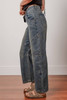 Sail Blue Exposed Stitching Loose Straight High Waist Jeans