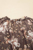 Khaki Retro Floral Print Tassel Tie Split Neck Short Sleeve Blouse Khaki Retro Floral Print Tassel Tie Split Neck Short Sleeve Blouse