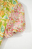 Multicolour Printed Contrast Bubble Sleeve Patchwork Blouse Multicolour Printed Contrast Bubble Sleeve Patchwork Blouse