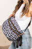 White Checkered Print Wide Strap Large Crossbody Bag