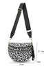 White Checkered Print Wide Strap Large Crossbody Bag
