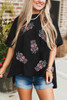 Black Sequin Crawfish Graphic High Low Loose T Shirt
