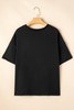 Black Sequin Crawfish Graphic High Low Loose T Shirt Black Sequin Crawfish Graphic High Low Loose T Shirt