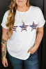 White Sequin USA Flag Inspire Star Graphic Plus Size T Shirt
