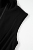 Black French Terry Zipped Collar Sleeveless Drawstring Waist Mini Dress