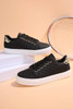 Black Color Contrast Quilted Lace-up Sneakers