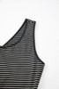 Black Stripe Criss Cross Side Slits Slim Fit Sleeveless Midi Dress