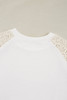 White Lace Crochet Short Sleeve Round Neck T Shirt