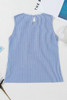 Sky Blue Stripe Lace Patchwork Crew Neck Tank Top