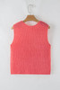 Tomato Red Lace-up Front V Neck Sweater Vest