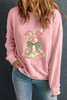 Pink Floral Bow Rabbit Easter Fashion Pullover Sweatshirt