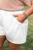 White Bow Decor Pockets Plus Size Shorts