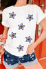 White Independence Day Sequin Star Patched T Shirt White Independence Day Sequin Star Patched T Shirt