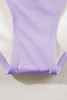Orchid Petal Striped Patchwork Spaghetti Strap High Waist Bikini Swimsuit