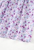Purple Floral Short Bubble Sleeve Shirred High Waist Maxi Dress