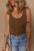 Brown Leopard Printed Sleeveless Scoop Neck Bodysuit