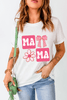 White MAMA Bow Flower Print Crewneck T Shirt