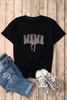 Black Bowknot MAMA Embroidered Crewneck Mothers Day T Shirt