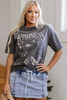 Dark Grey Kindness Butterflies Graphic Mineral Wash Loose Tee