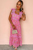 Rose Floral Lace Tied Strap Empire Waist Maxi Dress