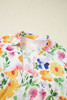 Yellow Floral Boxy Fit Ruffled Short Sleeve V Neck Blouse