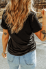 Black Western Fashion Geometric Embroidered T Shirt