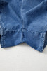 Ashleigh Blue Spaghetti Straps V Neck Belted Ruffled Leg Chambray Romper