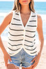 Black Stripe Buttoned V Neck Slim Fit Sweater Vest