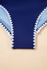 Beau Blue Ric Rac Trim Contrasted Patchwork Cutout One Piece Swimsuit