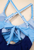 Beau Blue Ric Rac Trim Contrasted Patchwork Cutout One Piece Swimsuit