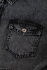 Black Short Sleeve Flap Pocket Button Up Raw Hem Denim Shirt