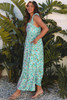 Green Floral Lace Tied Strap Empire Waist Maxi Dress