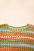Carrot Multi Stripe Open Knit Sweater Beach Cover Up