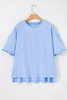 Myosotis Loose Half Sleeve Hi Low Hem T Shirt