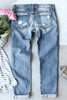 Light Blue Stars and Stripes Bow Patched Distressed Straight Jeans