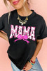 Black Floral MAMA Bow Graphic Crewneck T Shirt