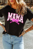 Black Floral MAMA Bow Graphic Crewneck T Shirt
