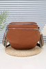 Chestnut PU Leather Double Zipper Crossbody Bag