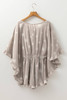 Gray Star Print Crinkle Textured Kimono Ruffle Sleeve Romper Gray Star Print Crinkle Textured Kimono Ruffle Sleeve Romper