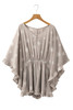 Gray Star Print Crinkle Textured Kimono Ruffle Sleeve Romper Gray Star Print Crinkle Textured Kimono Ruffle Sleeve Romper