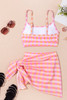 Pink 3pcs Gingham High Waist Bikini & Sarong