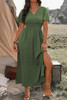 Four Leaf Clover Surplice Neckline Shirred High Waist Plus Size Maxi Dress