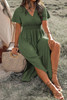 Four Leaf Clover Surplice Neckline Shirred High Waist Plus Size Maxi Dress