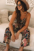 Black Floral Print Belted Sleeveless Wide Leg Jumpsuit